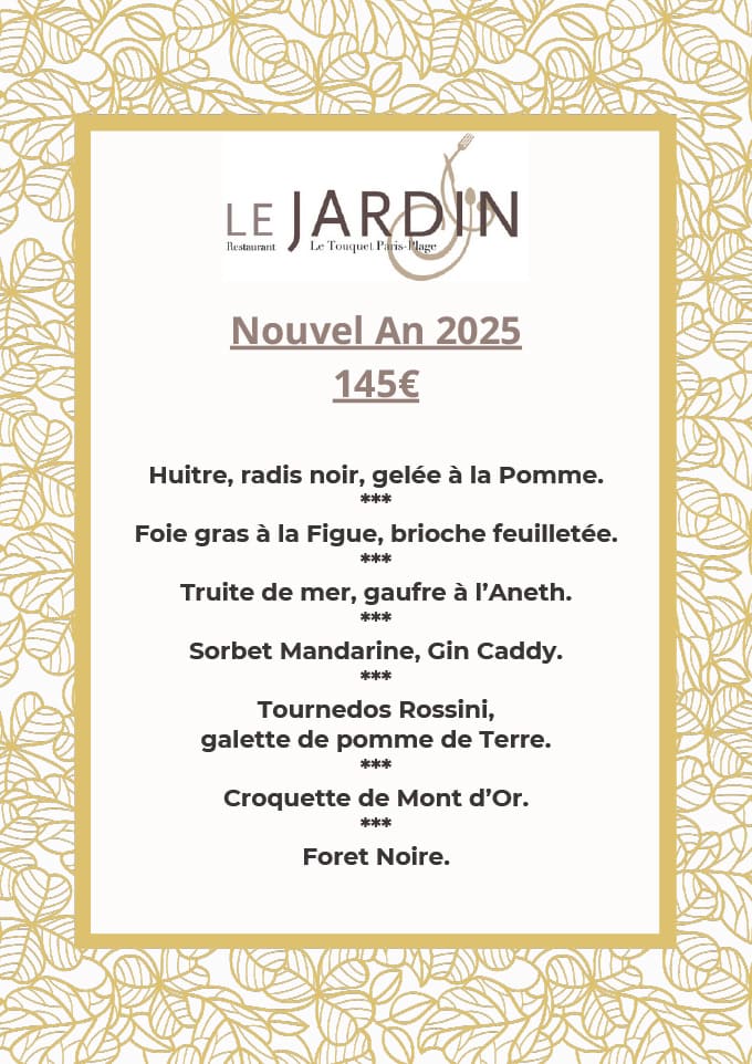 menu nouvel an restaurant le touquet